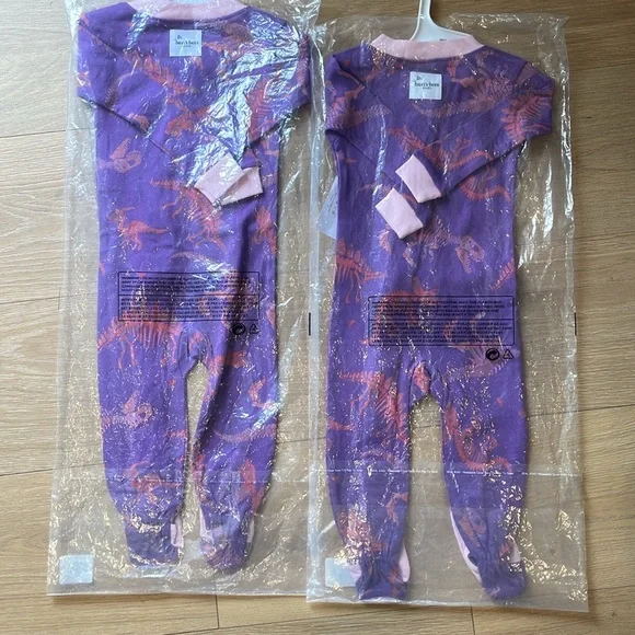 Set of 2-Burt’s Bee Baby Dinosaur Sleeper Onesie - Picture 7 of 10